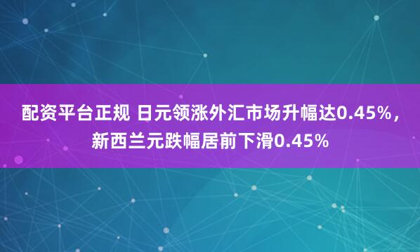 配资平台正规 日元领涨外汇市场升幅达0.45%，新西兰元跌幅居前下滑0.45%