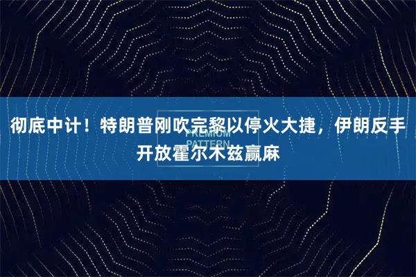 彻底中计！特朗普刚吹完黎以停火大捷，伊朗反手开放霍尔木兹赢麻